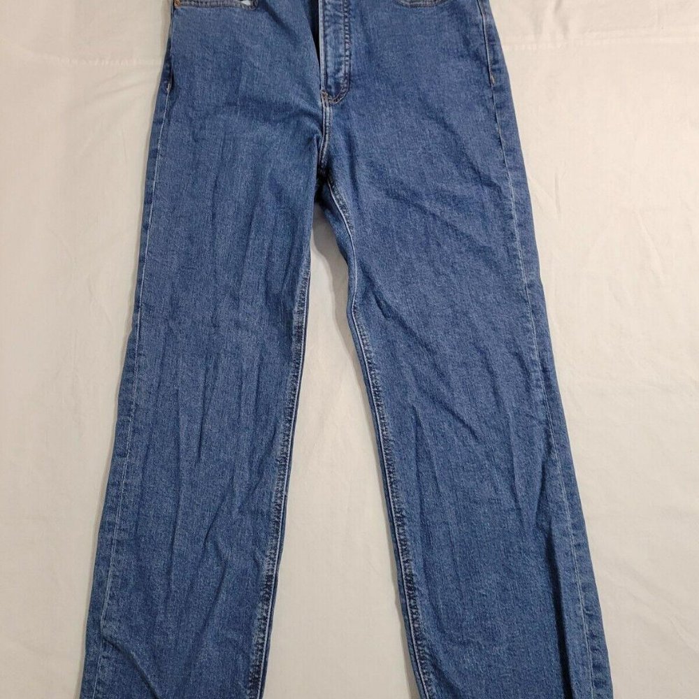 Express Original Straight Super High Rise Distressed Blue Jeans Women's Size 6/R